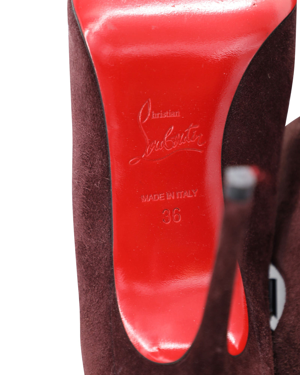 Christian Louboutin Dugueclina 100 Ankle Booties in Burgundy Suede