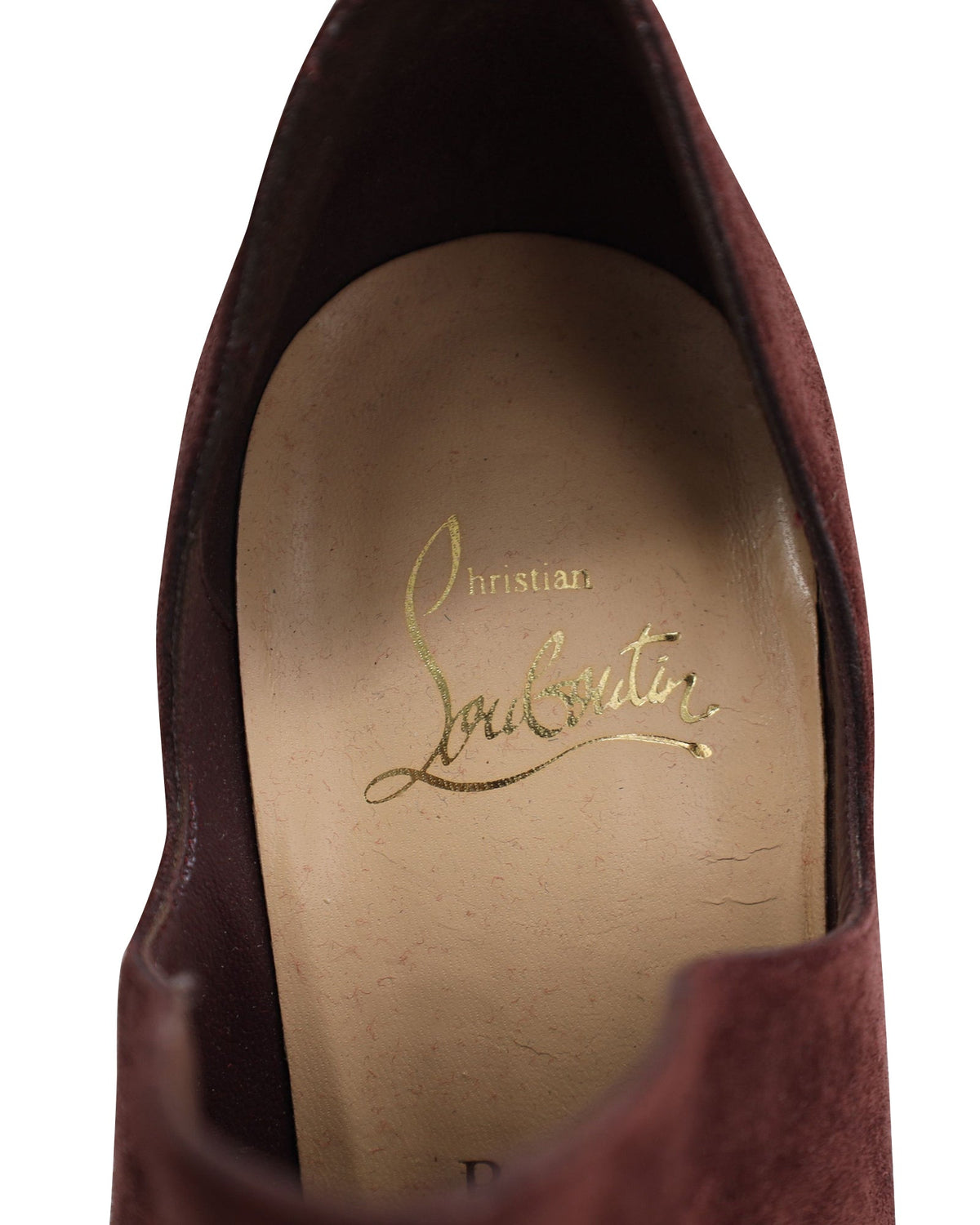Christian Louboutin Dugueclina 100 Ankle Booties in Burgundy Suede