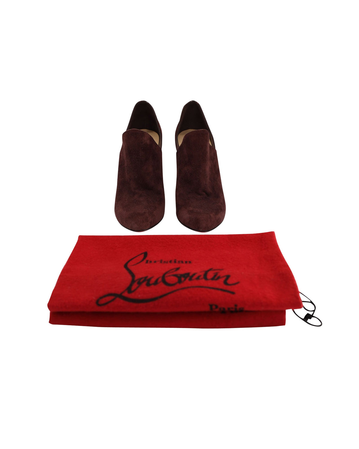 Christian Louboutin Dugueclina 100 Ankle Booties in Burgundy Suede