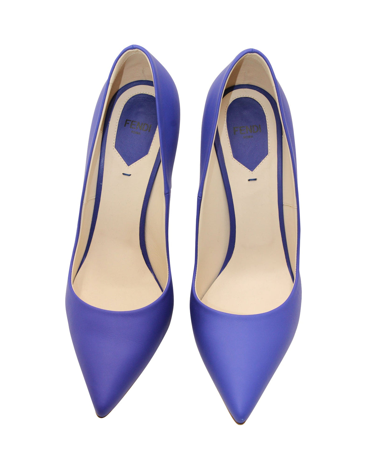 Fendi Pointed Toe Pumps in Blue Leather