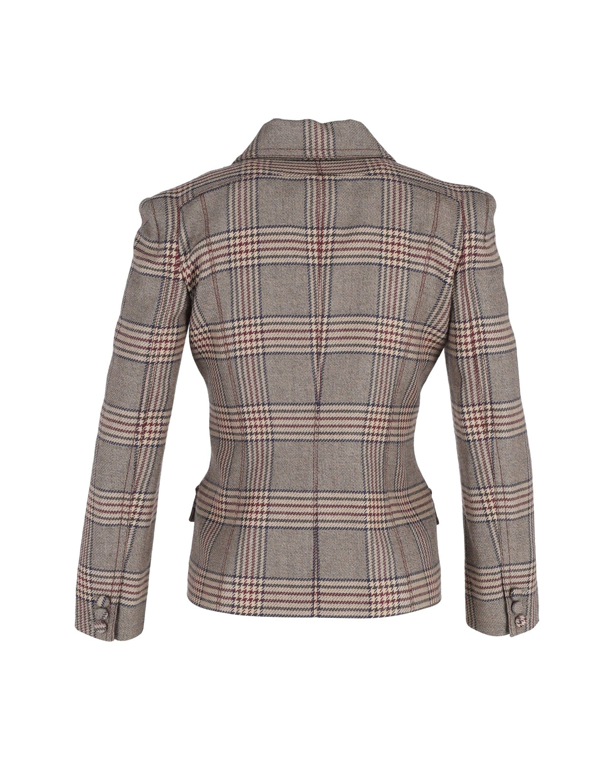 Fendi Double Breasted Prince Of Wales Checked Jacket in Brown Wool