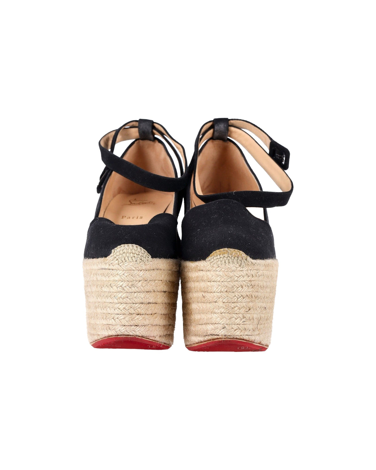 Christian Louboutin Dehia Espadrille Platform Wedge in Black Canvas