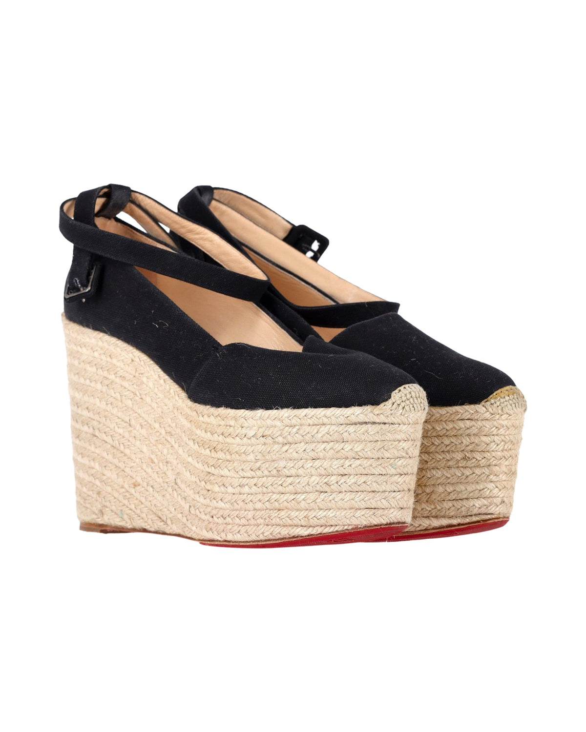 Christian Louboutin Dehia Espadrille Platform Wedge in Black Canvas