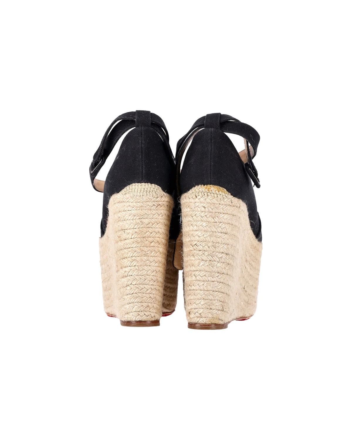 Christian Louboutin Dehia Espadrille Platform Wedge in Black Canvas