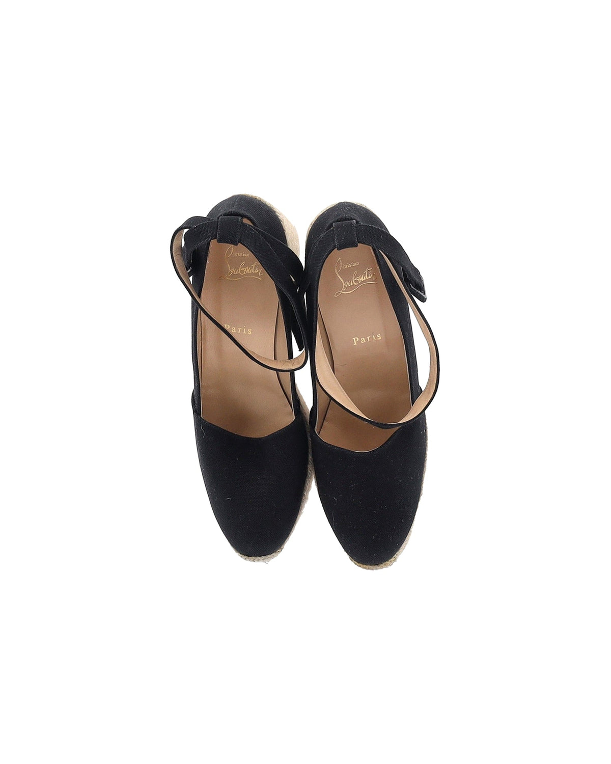Christian Louboutin Dehia Espadrille Platform Wedge in Black Canvas