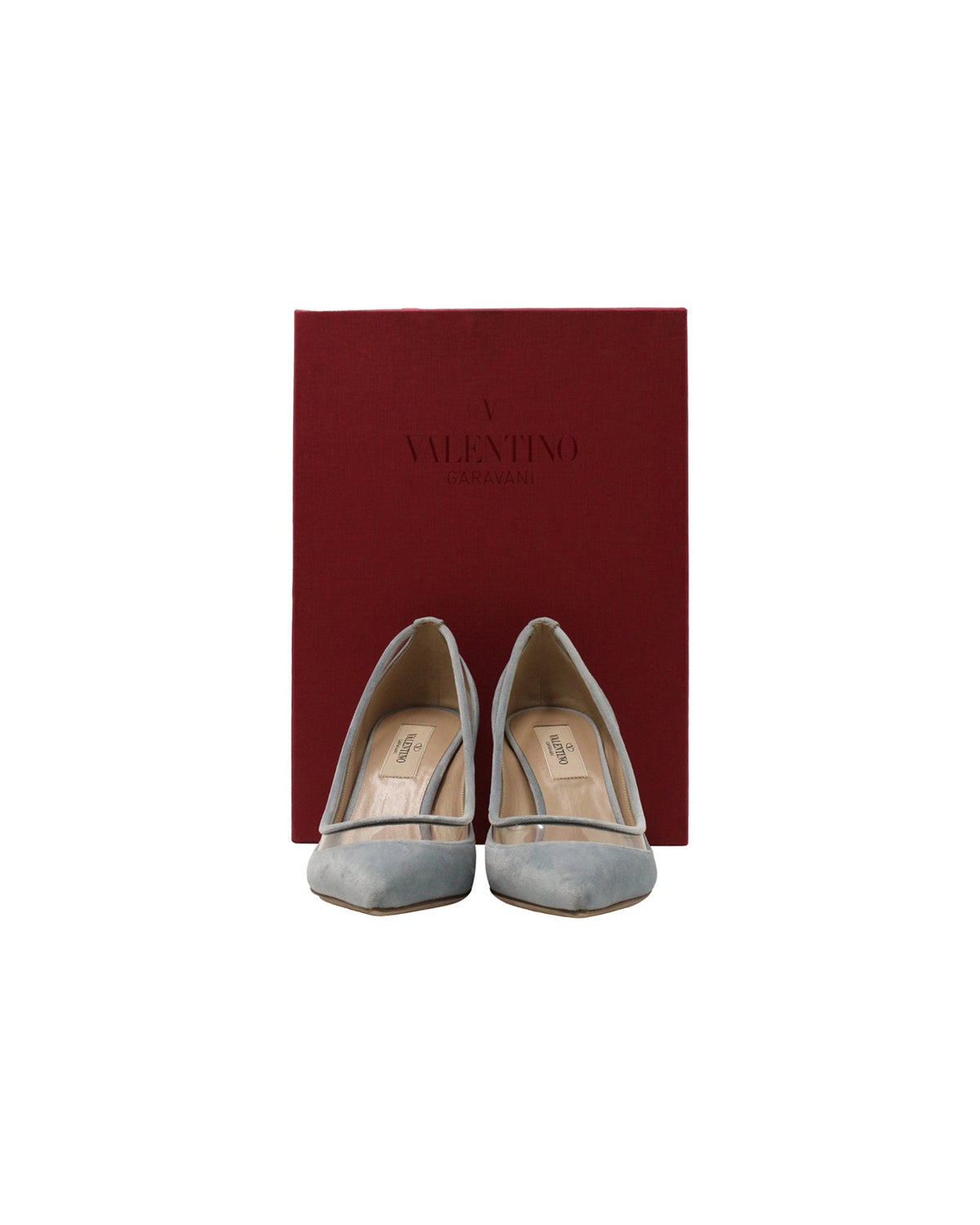 Valentino Celeste Pumps in Light Blue Velvet