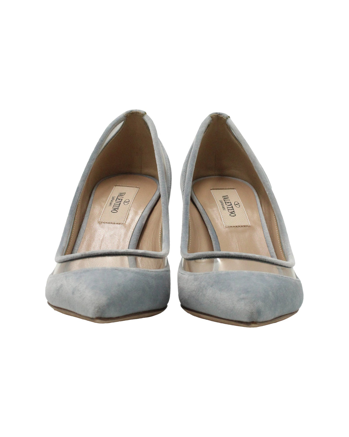 Valentino Celeste Pumps in Light Blue Velvet
