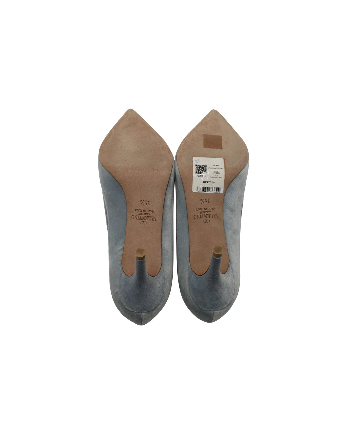 Valentino Celeste Pumps in Light Blue Velvet