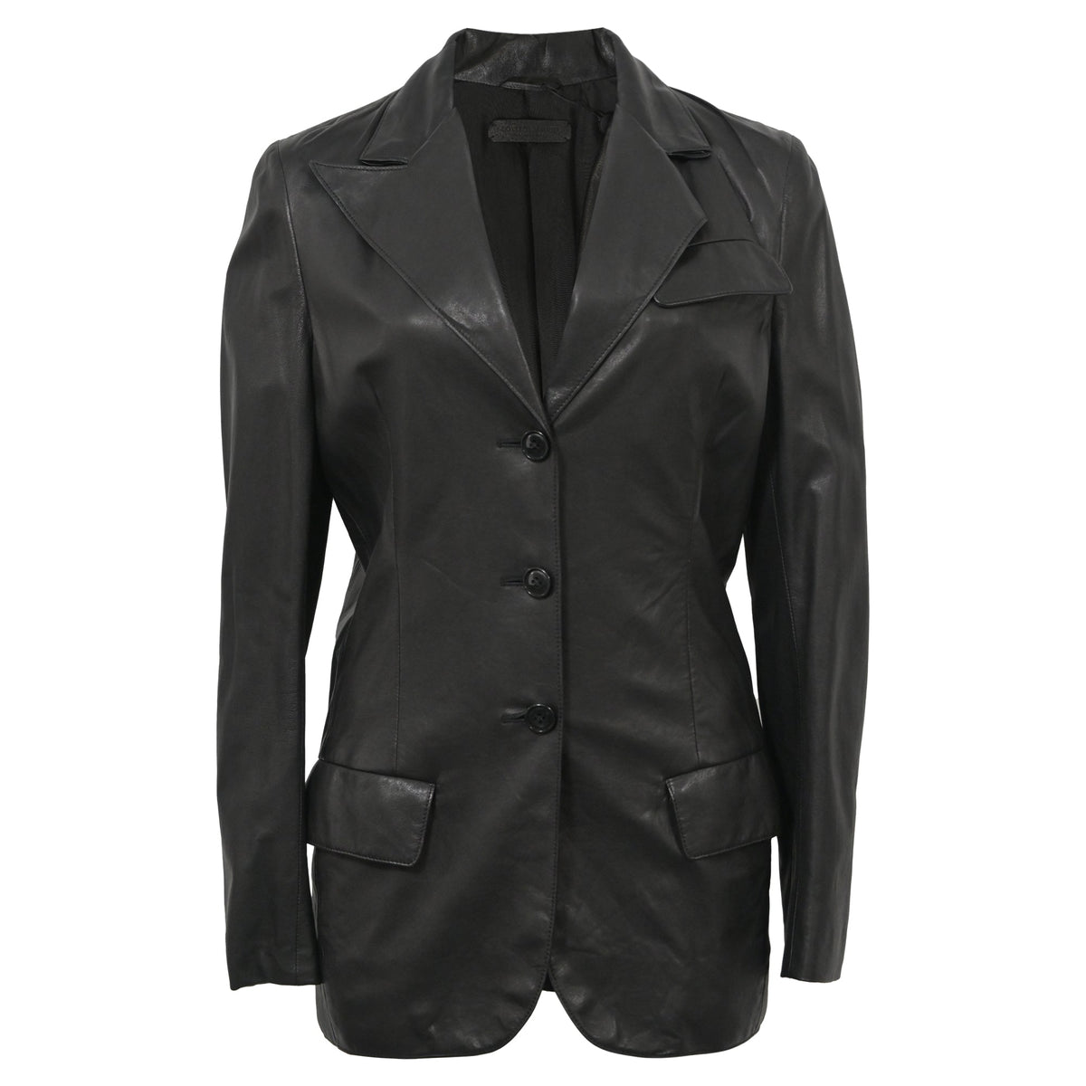 Bottega Veneta Single-Breasted Jacket in Black Leather