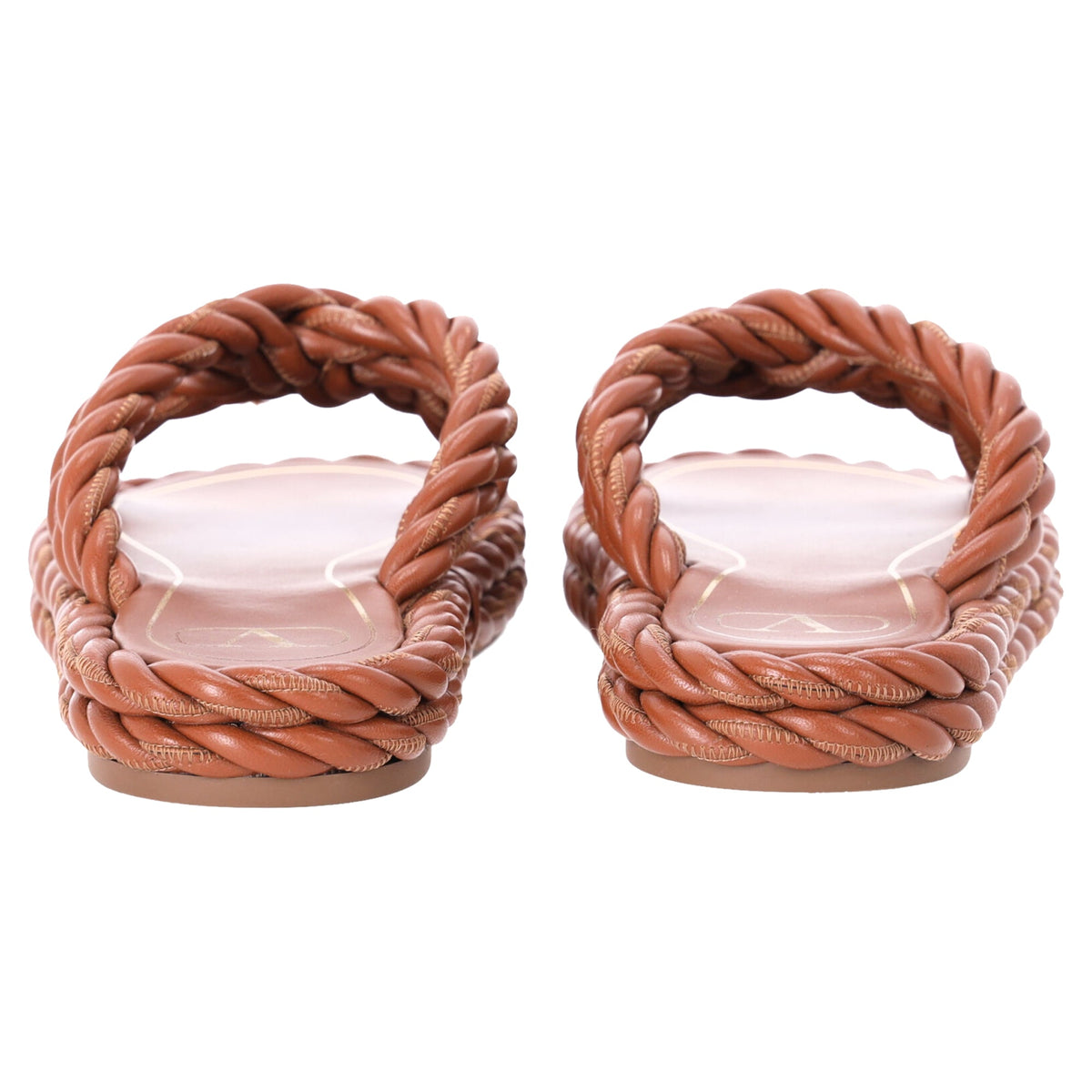 Valentino The Rope Twisted Strap Sandals in Brown Leather