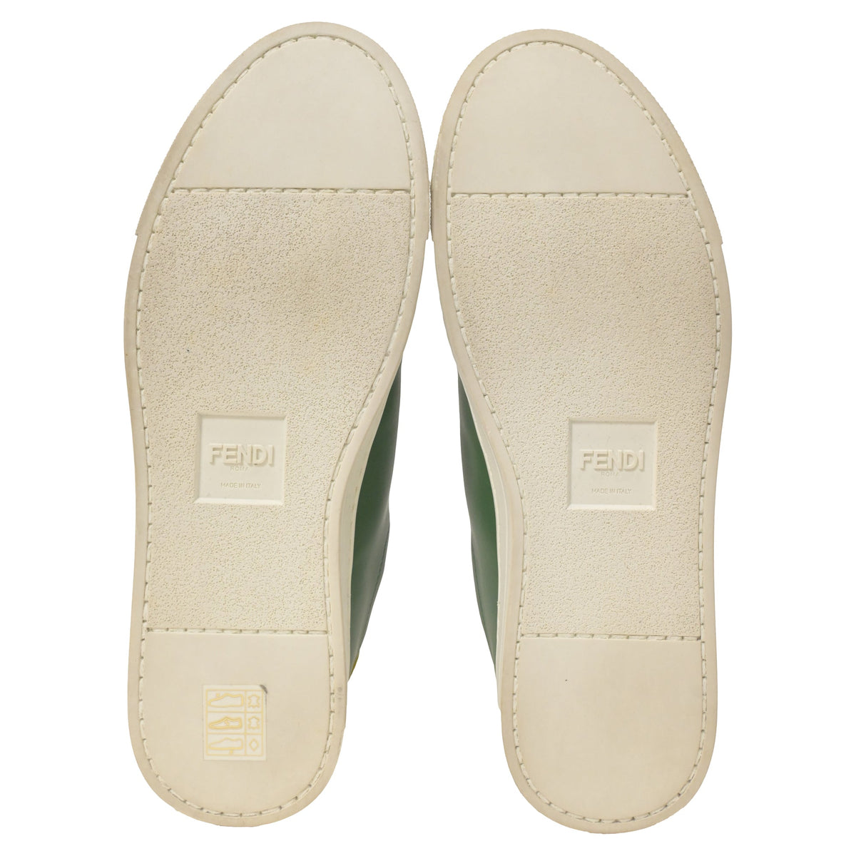 Fendi Vitello Lurex Rockoclick Slip-On Sneakers in Olive Green Leather