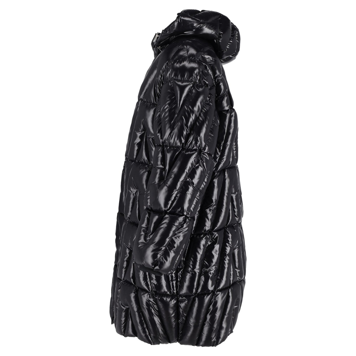 Valentino Garavani Glossy Quilted-Shell Hooded Jacket in Black Polyamide