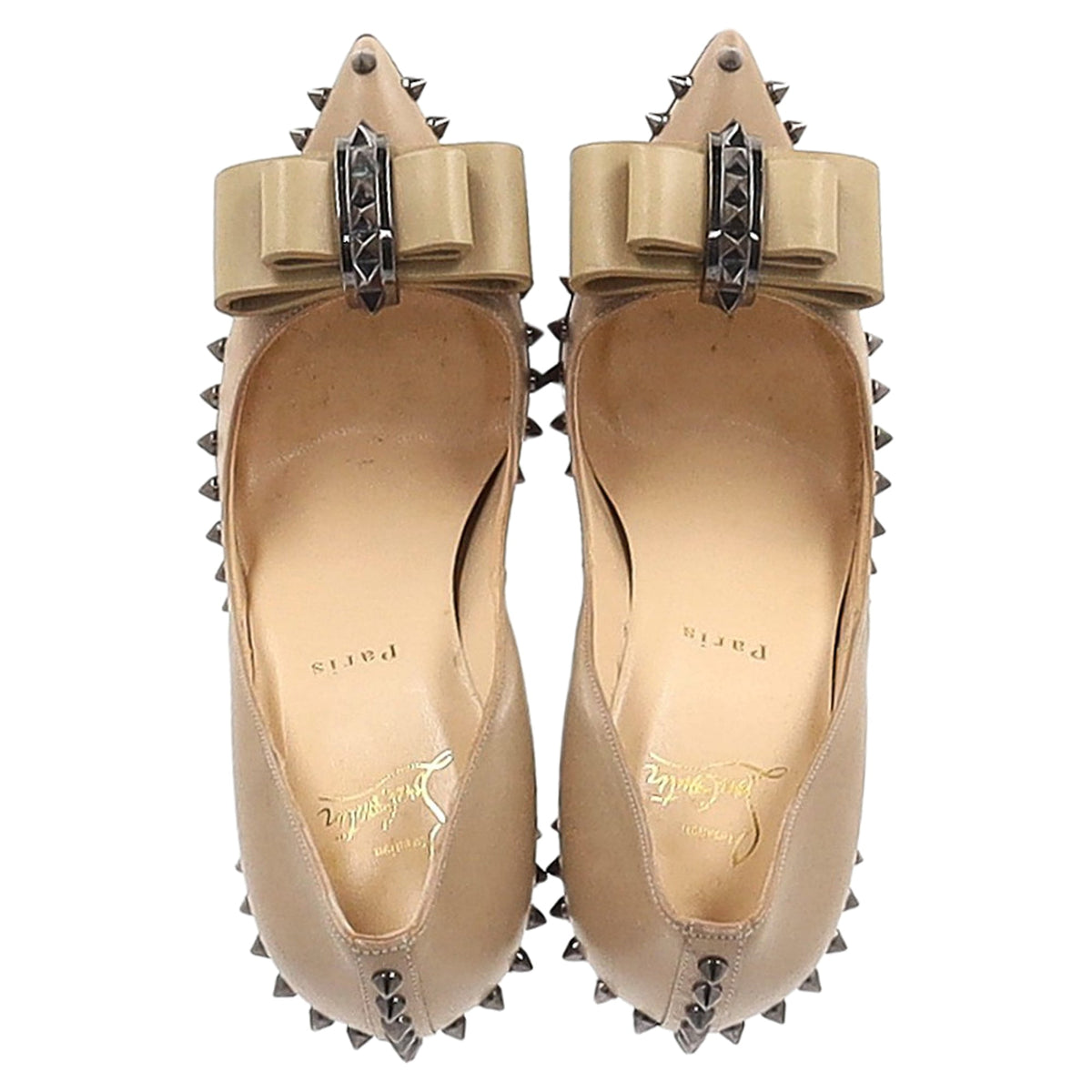 Christian Louboutin Lucifer 120 Spiked Pumps in Nude Leather
