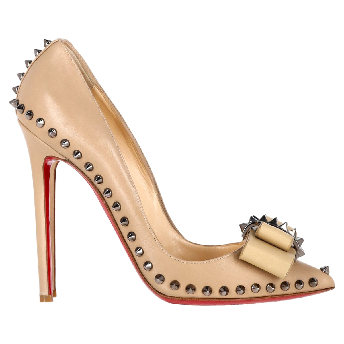 Christian Louboutin Lucifer 120 Spiked Pumps in Nude Leather