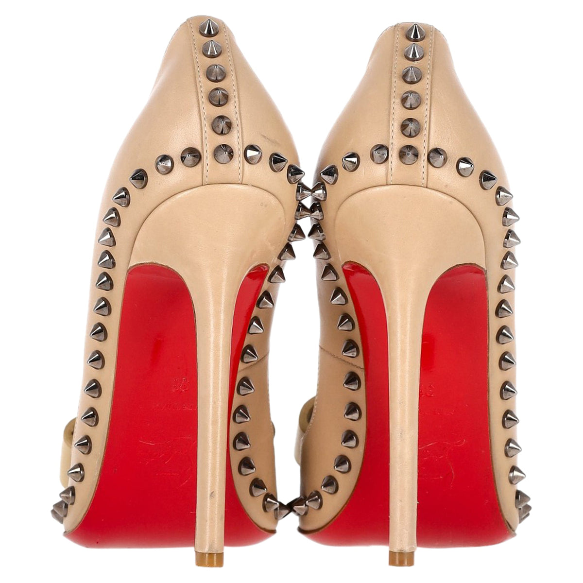 Christian Louboutin Lucifer 120 Spiked Pumps in Nude Leather