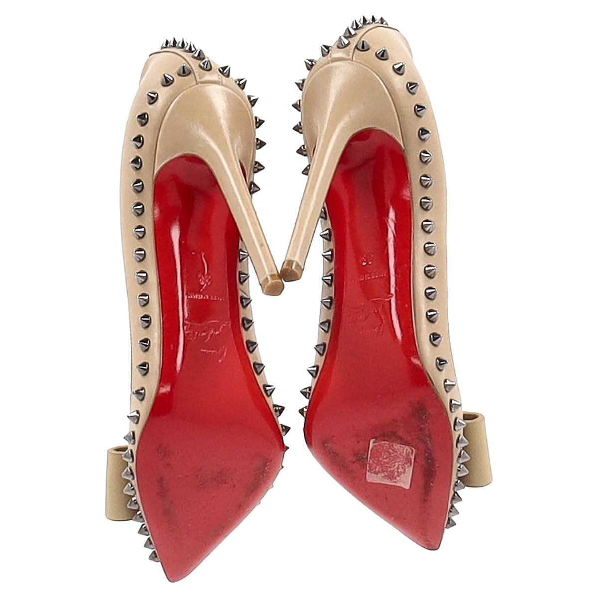 Christian Louboutin Lucifer 120 Spiked Pumps in Nude Leather