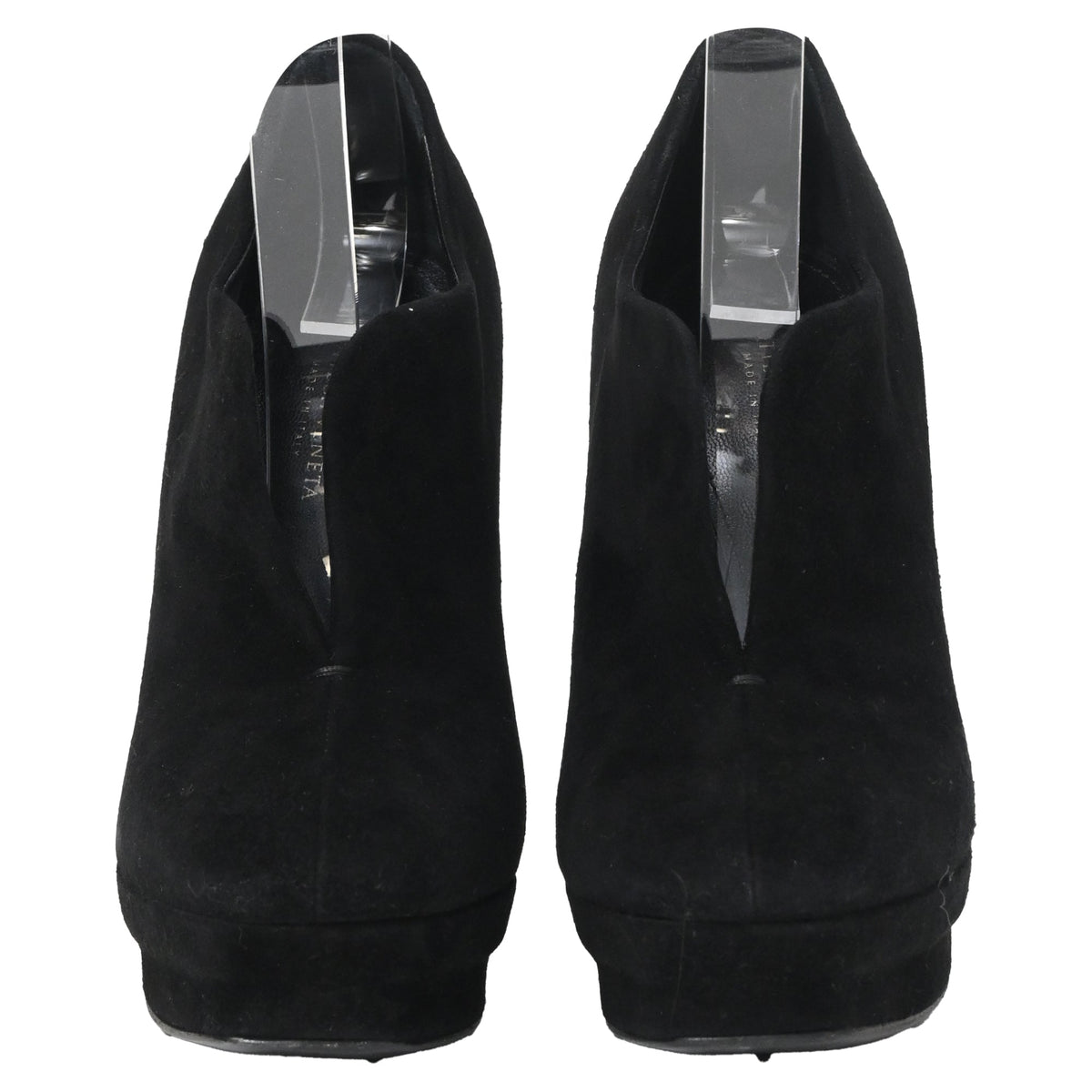 Bottega Veneta Open Platform Ankle Boots in Black Suede