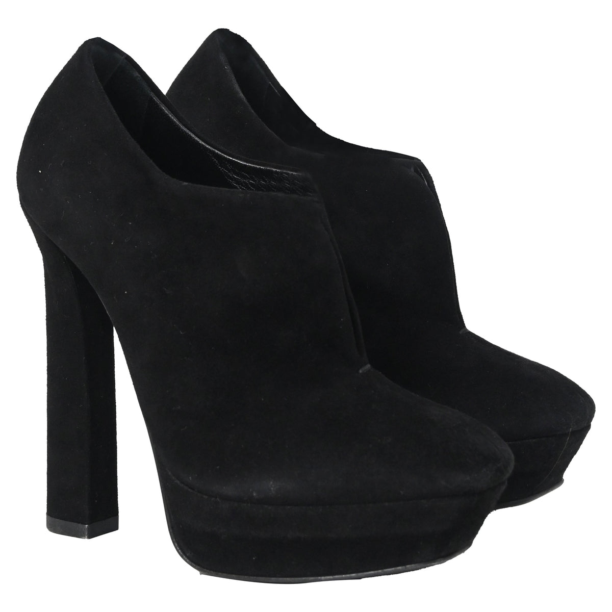 Bottega Veneta Open Platform Ankle Boots in Black Suede