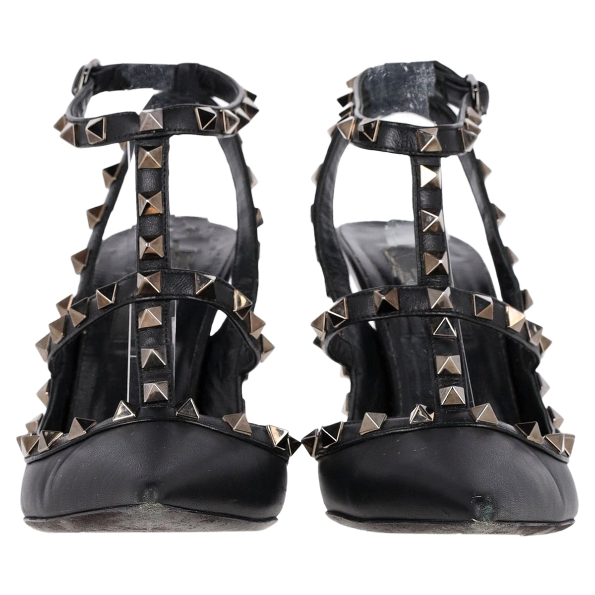 Valentino Garavani Rockstud 100 Caged Pumps in Black Calfskin Leather