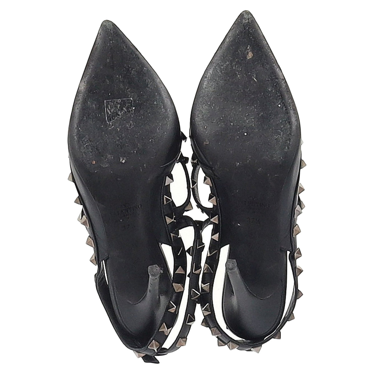 Valentino Garavani Rockstud 100 Caged Pumps in Black Calfskin Leather