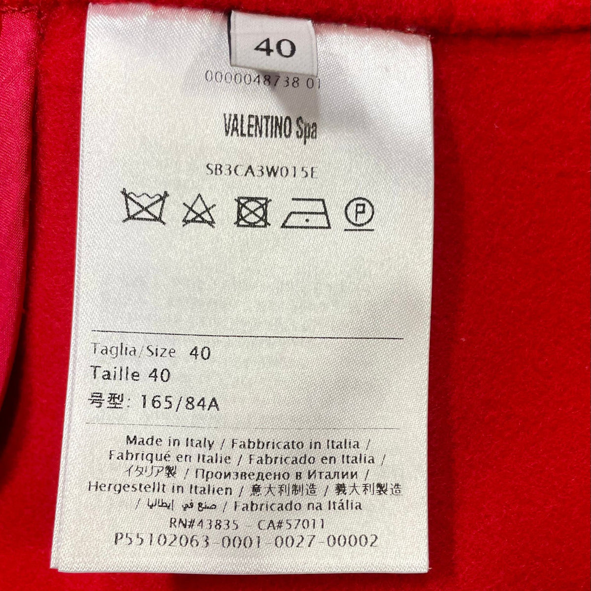Valentino Garavani Ruffled Hem Bell Sleeve Coat in Red Wool