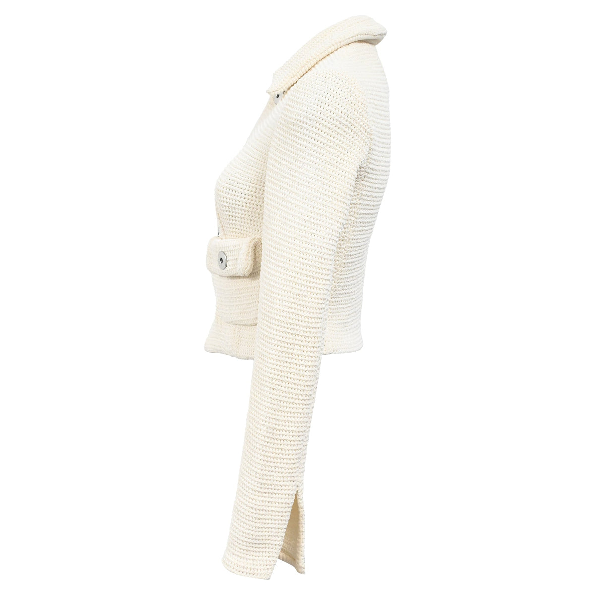 Bottega Veneta Salon 01 Knitted Button-Down Jacket in Cream Cotton