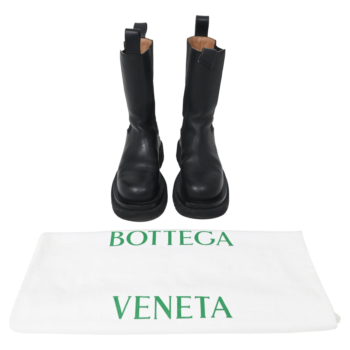 Bottega Veneta Lug Boots in Black Leather