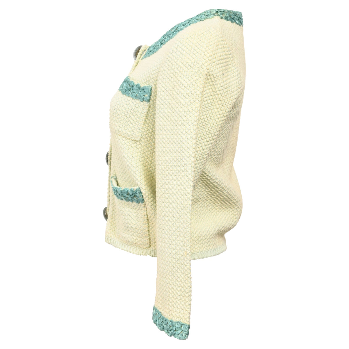 Fendi Knitted Embellished-Buttons Cardigan in Yellow Cotton