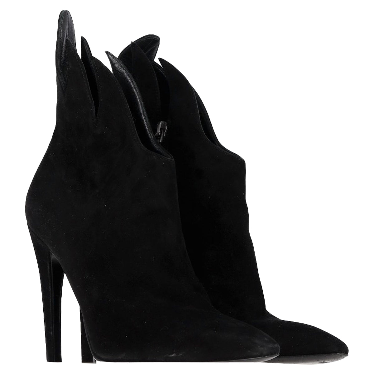 Bottega Veneta Flame Heeled Ankle Boots in Black Suede