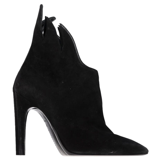 Bottega Veneta Flame Heeled Ankle Boots in Black Suede