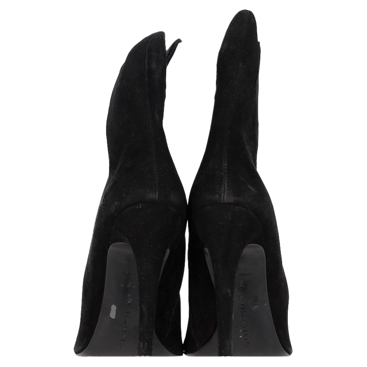 Bottega Veneta Flame Heeled Ankle Boots in Black Suede