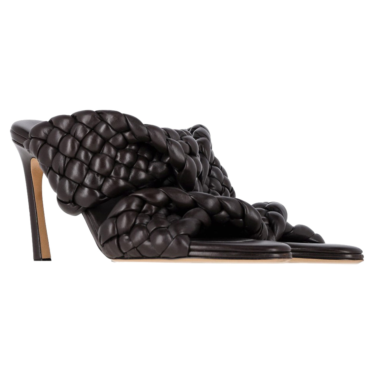 Bottega Veneta Intrecciato Slide Sandals in Brown Leather