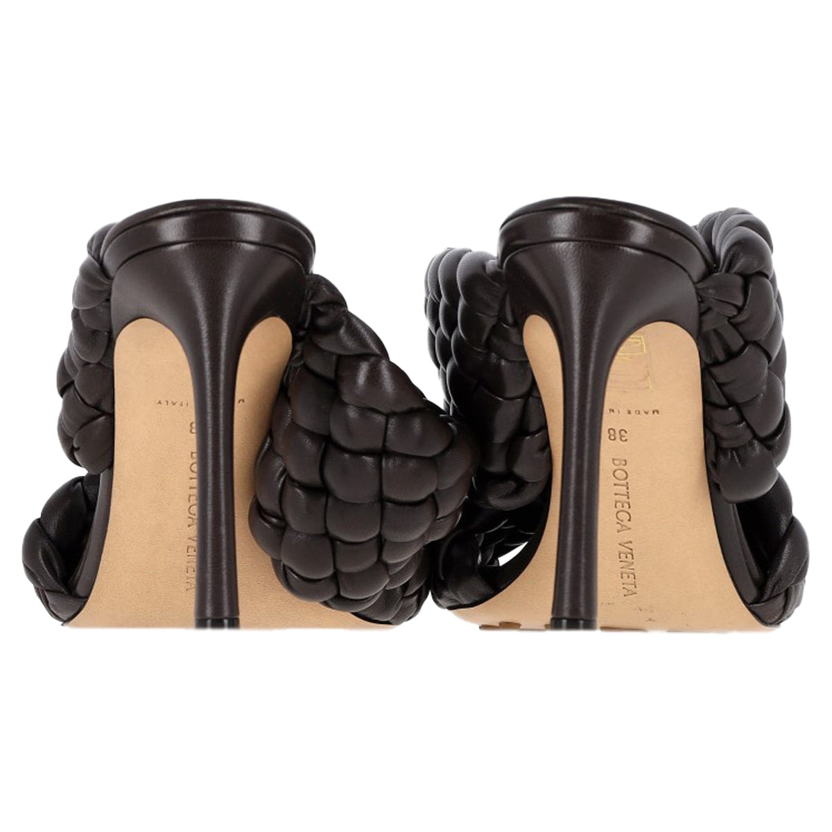 Bottega Veneta Intrecciato Slide Sandals in Brown Leather