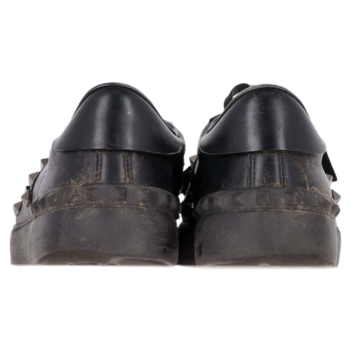 Valentino Garavani Rockstud Lace-Up Sneakers in Black Calfskin Leather
