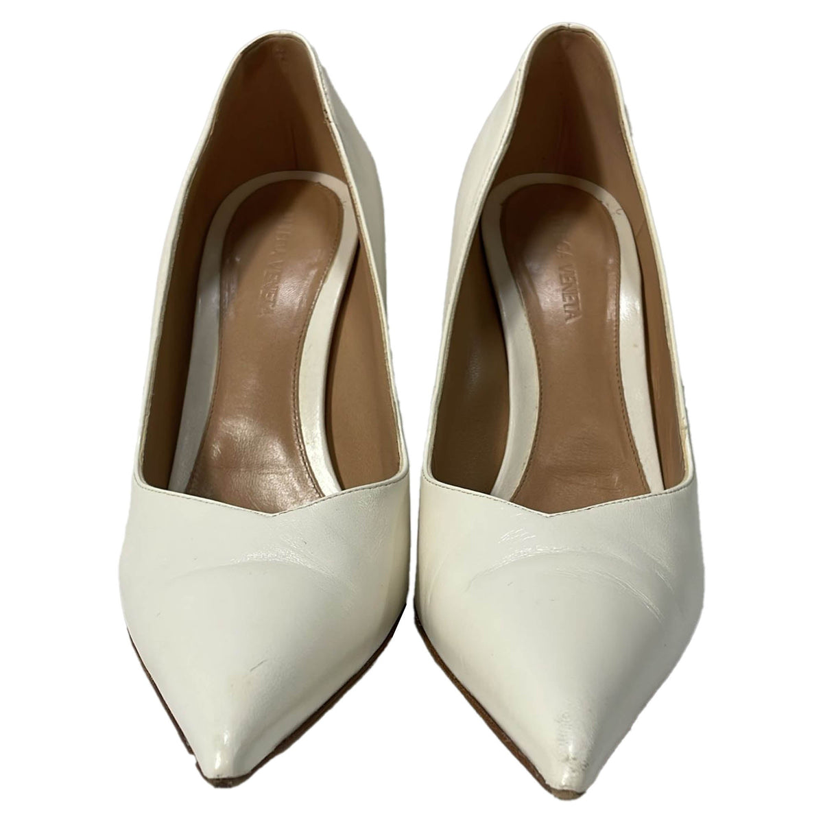Bottega Veneta Punta Wedge Pumps in White Leather