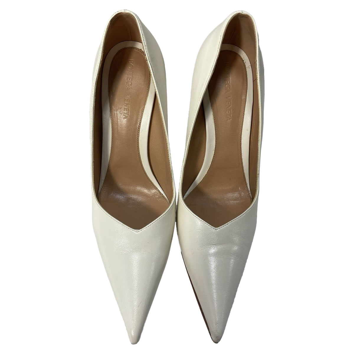 Bottega Veneta Punta Wedge Pumps in White Leather