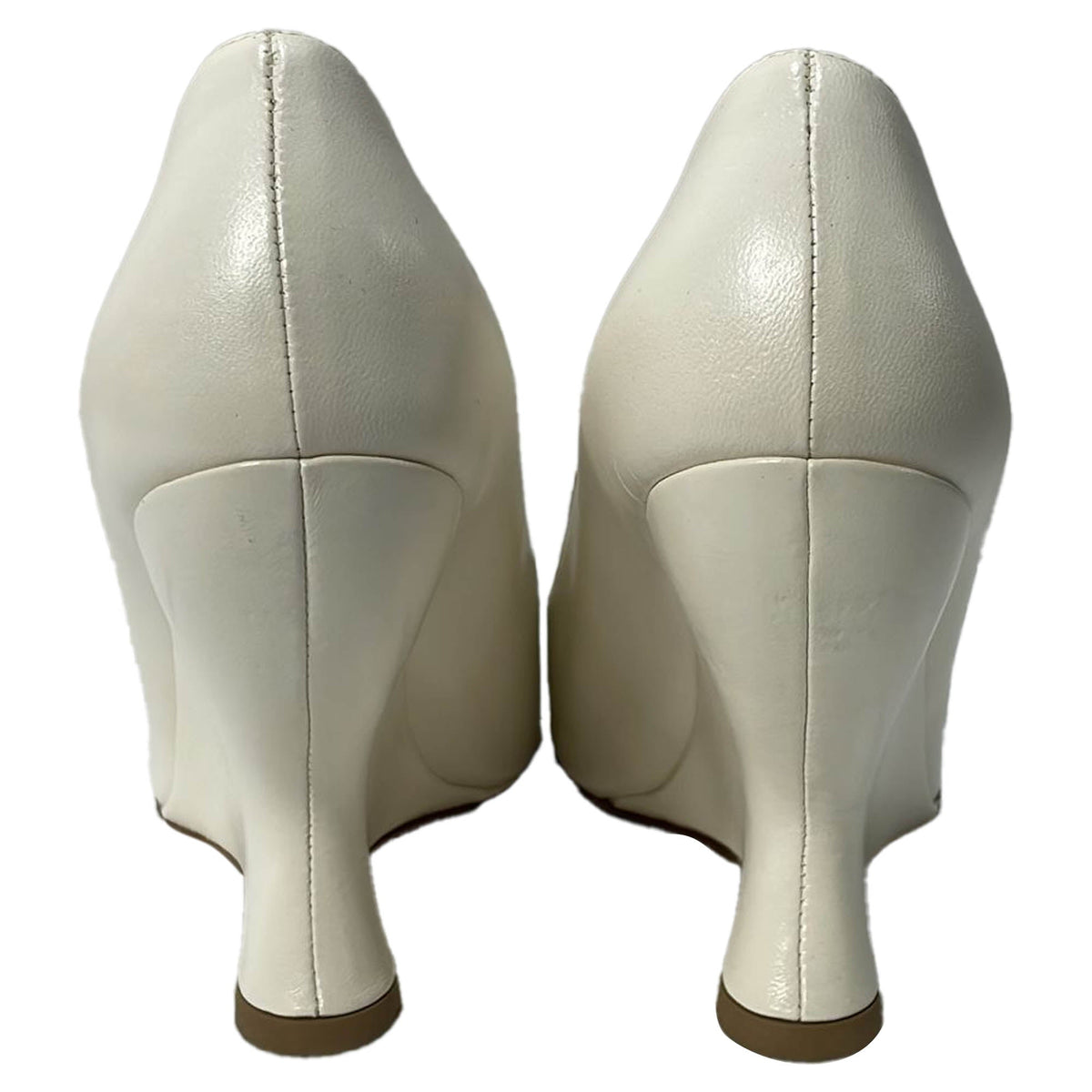 Bottega Veneta Punta Wedge Pumps in White Leather
