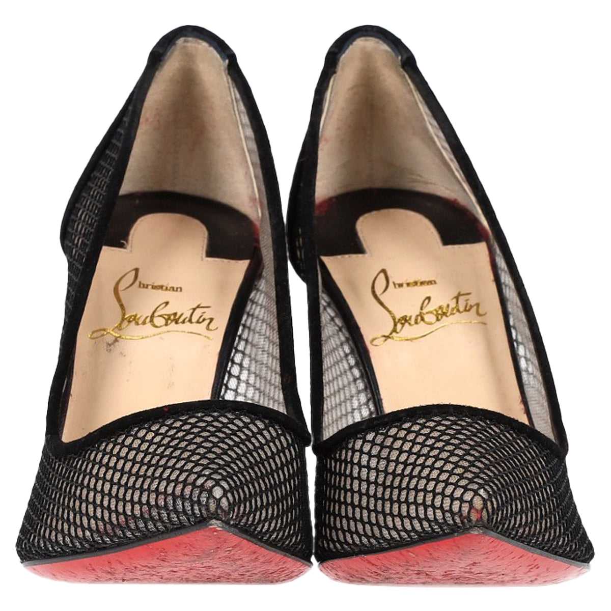 Christian Louboutin Mesh Follies Resille Pumps in Black Suede