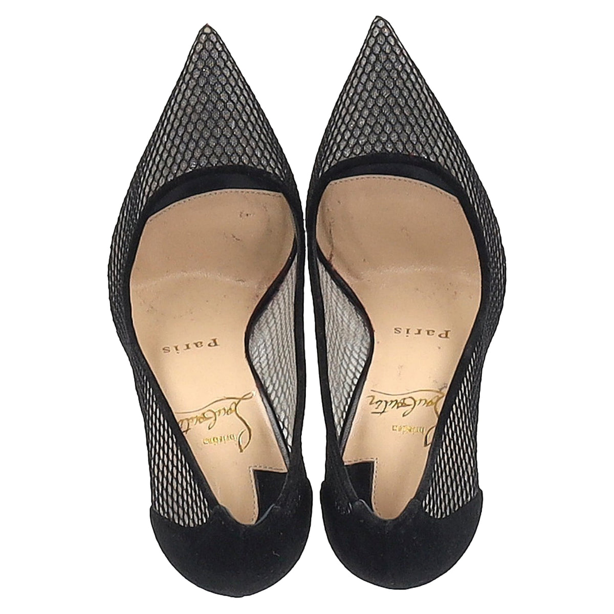 Christian Louboutin Mesh Follies Resille Pumps in Black Suede