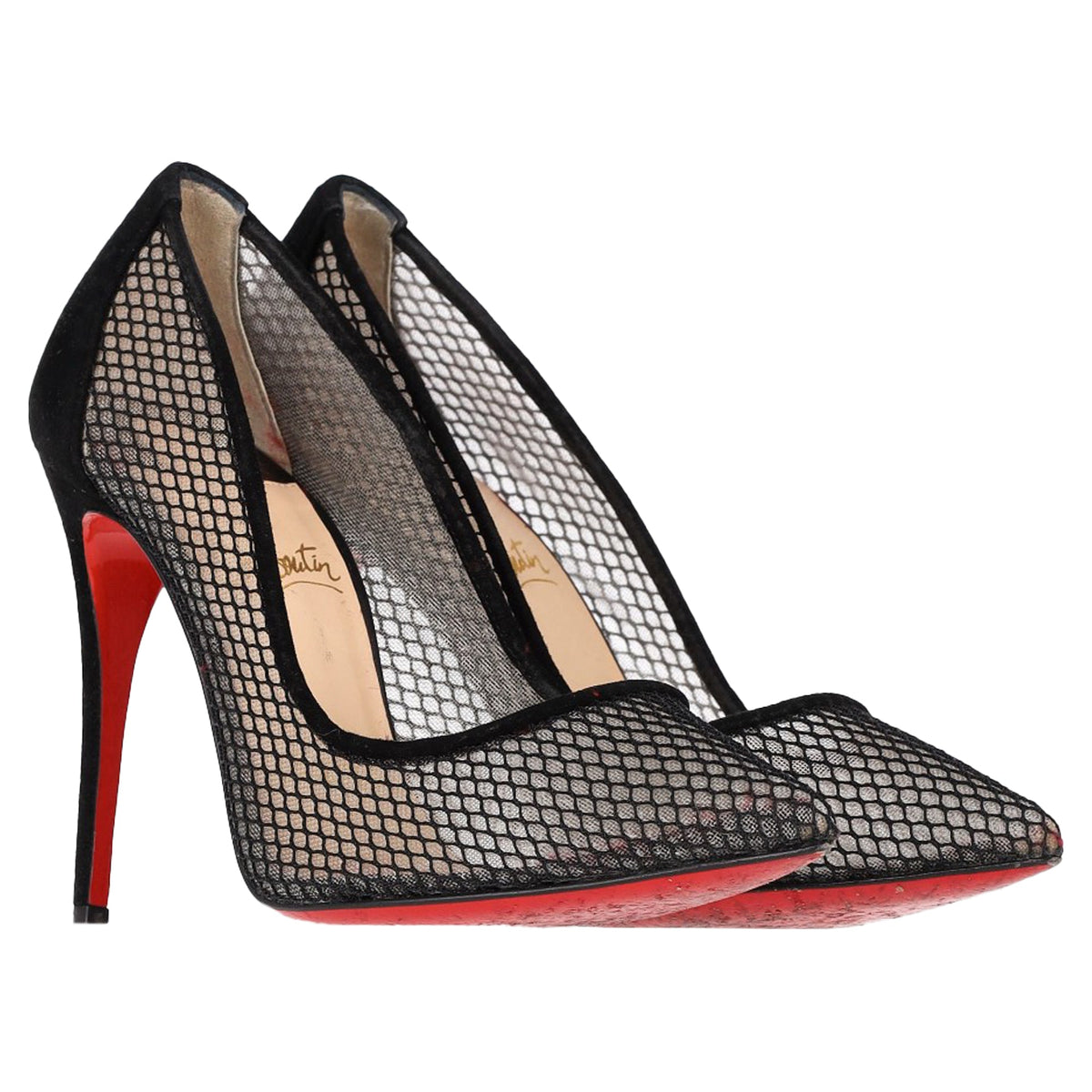 Christian Louboutin Mesh Follies Resille Pumps in Black Suede