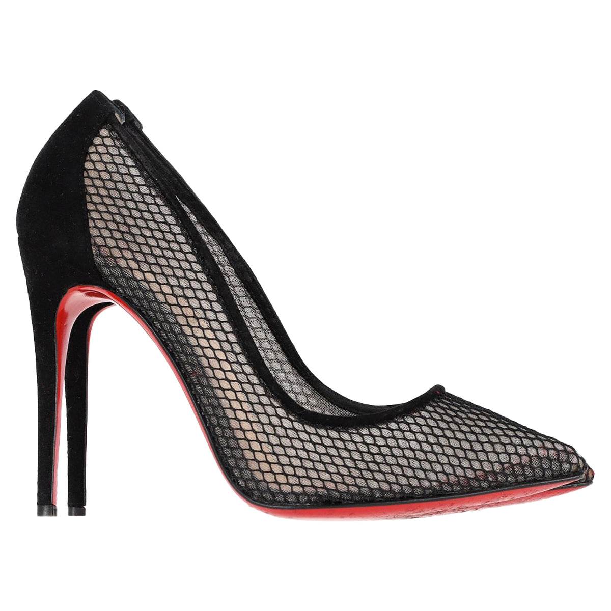 Christian Louboutin Mesh Follies Resille Pumps in Black Suede