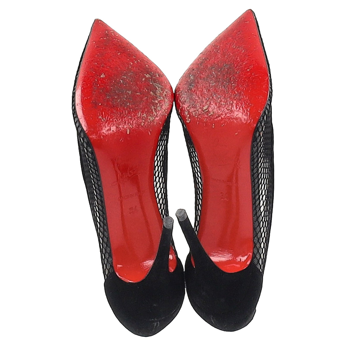 Christian Louboutin Mesh Follies Resille Pumps in Black Suede