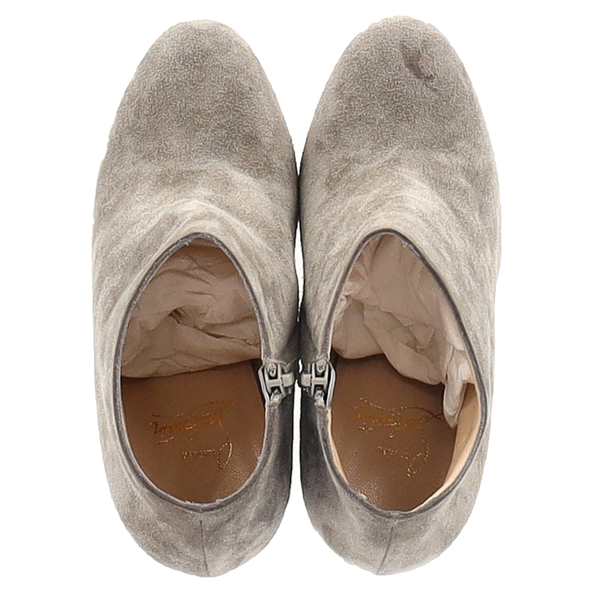 Christian Louboutin Belle Zeppa 100 Wedge Ankle Boots in Grey Suede