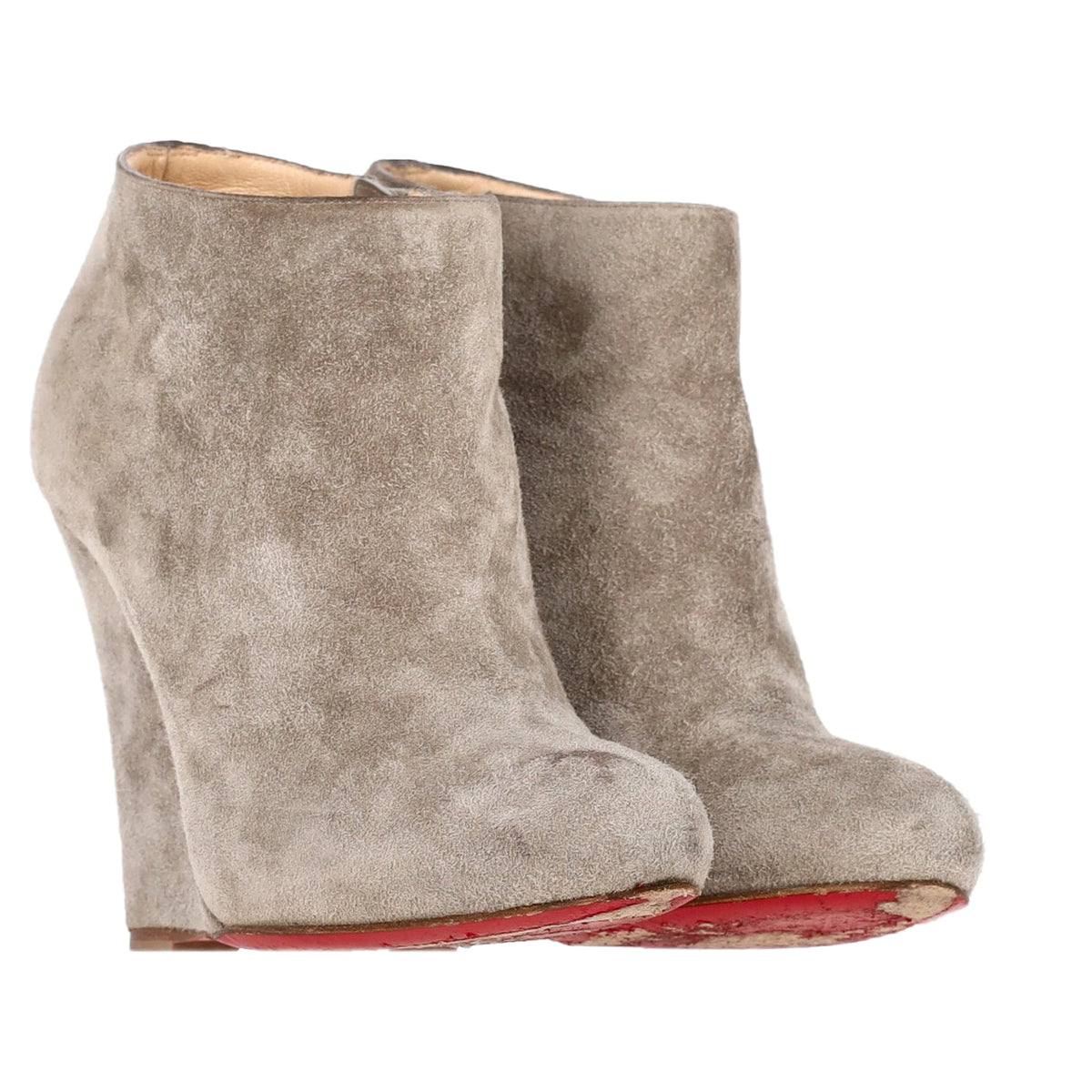 Christian Louboutin Belle Zeppa 100 Wedge Ankle Boots in Grey Suede