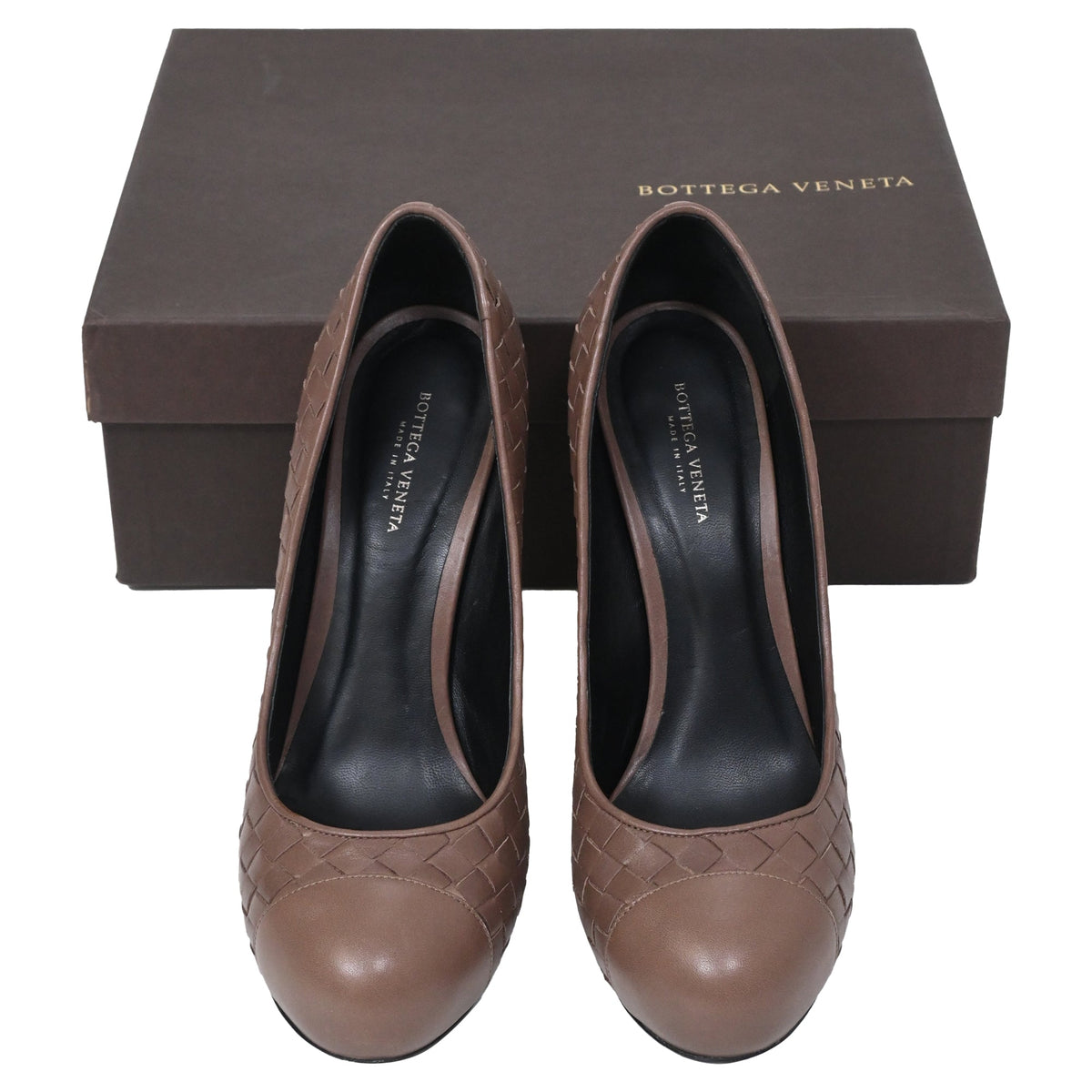 Bottega Veneta Weave Pumps in Brown Intrecciato Leather