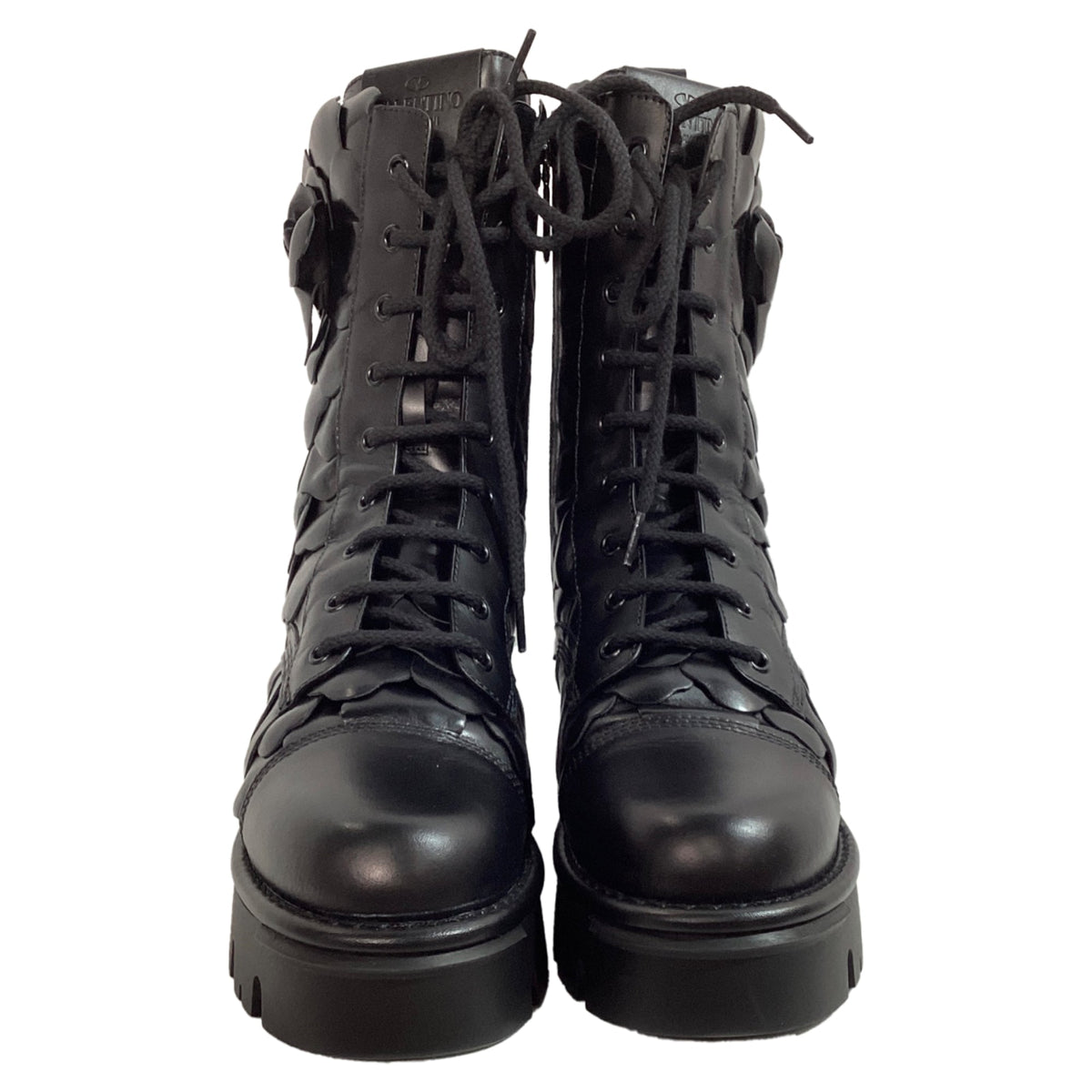 Valentino Garavani Atelier 03 Rose Edition Combat Boots in Black Leather