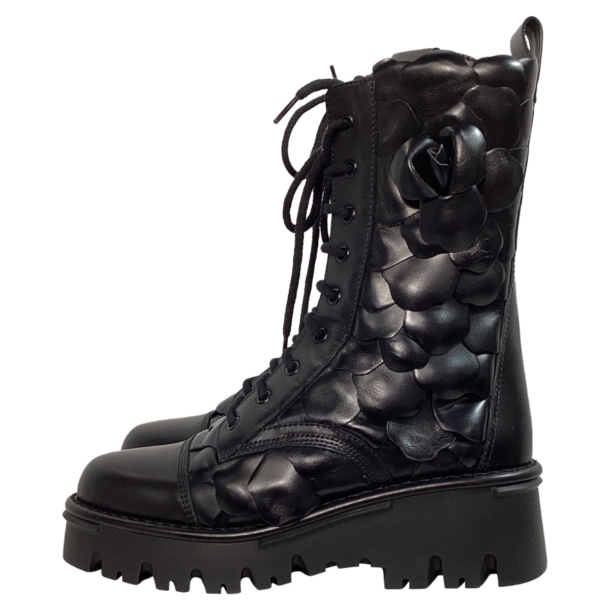 Valentino Garavani Atelier 03 Rose Edition Combat Boots in Black Leather