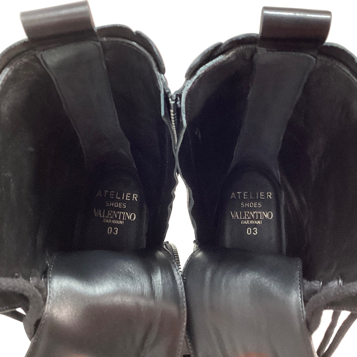 Valentino Garavani Atelier 03 Rose Edition Combat Boots in Black Leather