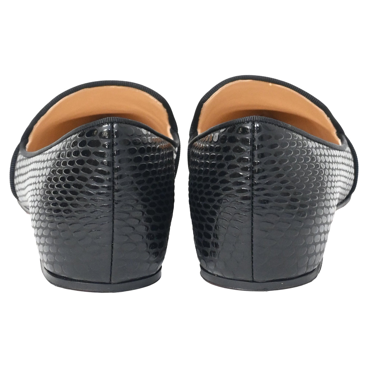 Christian Louboutin Kashasha Lizard Embossed Ballet Flats in Black Calf Leather