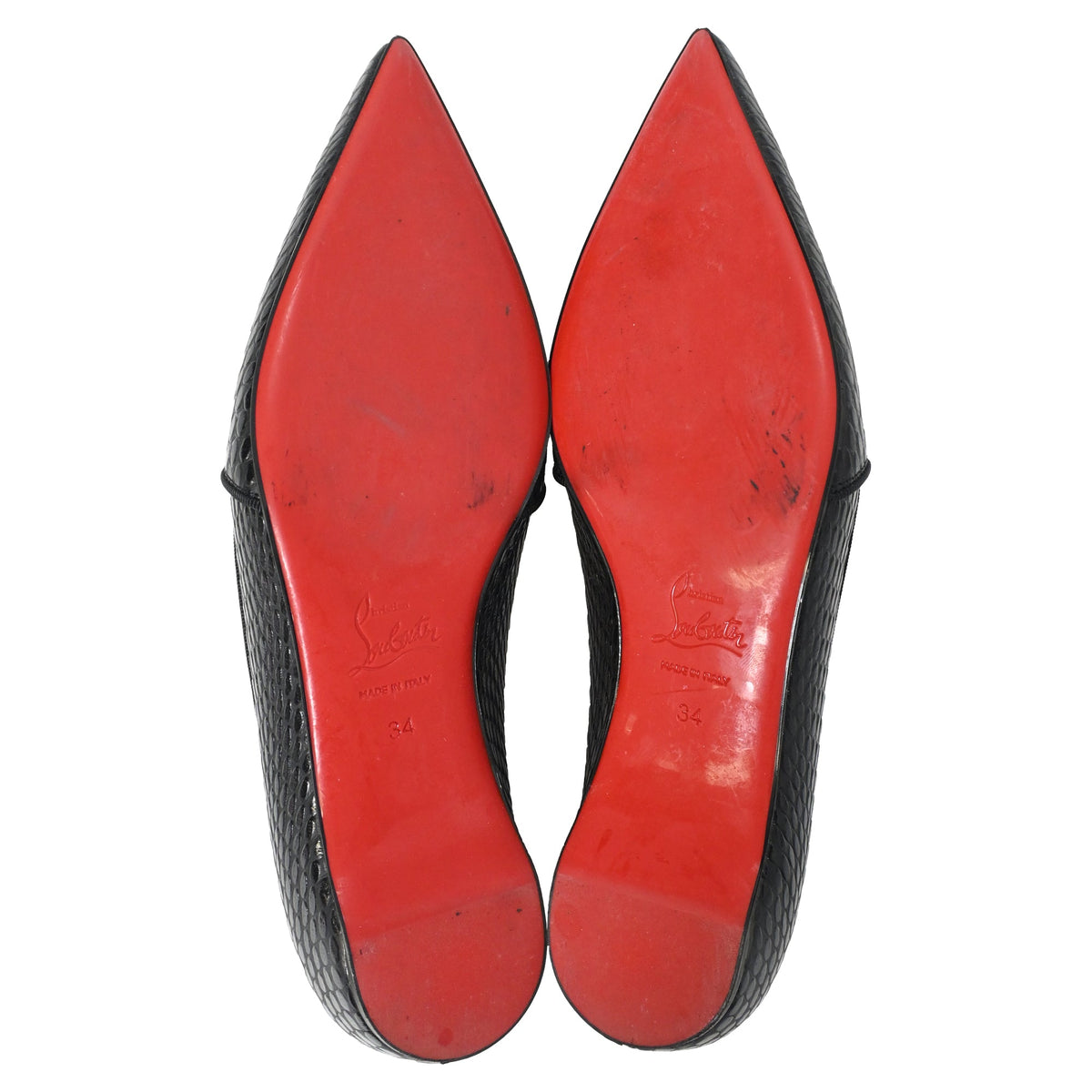 Christian Louboutin Kashasha Lizard Embossed Ballet Flats in Black Calf Leather
